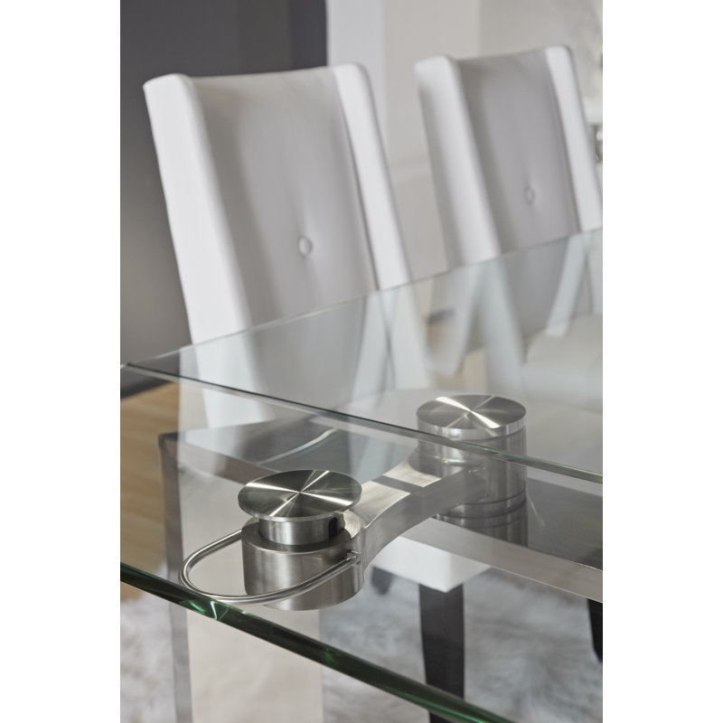 Orren Ellis Arche Extendable Glass Top Dining Table & Reviews Wayfair